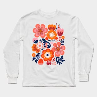 Floral Fantasy T-shirt - Abstract Blossom Design - Modern Women's Top Long Sleeve T-Shirt